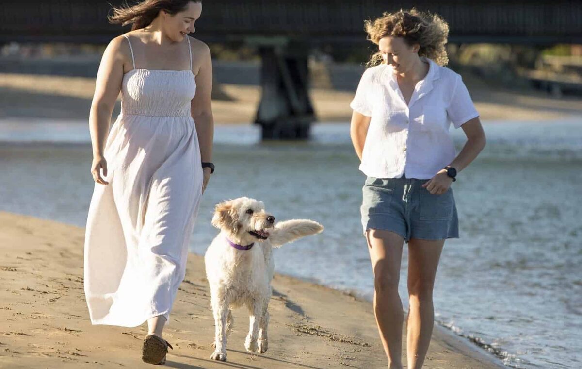 Laura at Barwon Heads with her fiancee Emily and their dog Lily